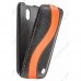 Кожаный чехол для HTC Desire 500 Dual Sim Melkco Premium Leather Case - Special Edition Jacka Type (Black/Orange LC)