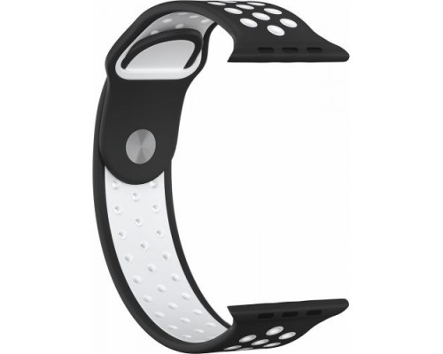 Ремешок силиконовый GSMIN Sport Edition для Apple Watch 42/44mm (Черно-белый)