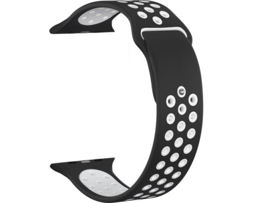 Ремешок силиконовый GSMIN Sport Edition для Apple Watch 42/44mm (Черно-белый)