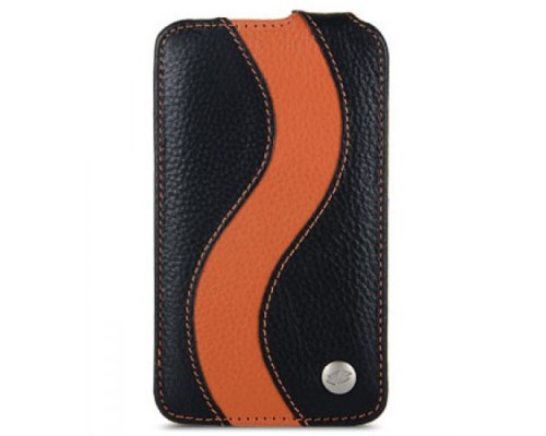 Кожаный чехол для BlackBerry Q5 Melkco Premium Leather Case - Special Edition Jacka Type (Black/Orange LC)