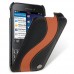 Кожаный чехол для BlackBerry Q5 Melkco Premium Leather Case - Special Edition Jacka Type (Black/Orange LC)