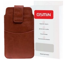 Чехол карман GSMIN вертикальный на ремень универсальный 165x85 мм (5.5") (Коричневый)