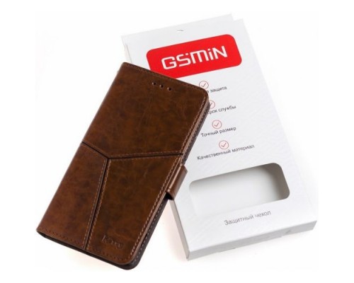 Кожаный чехол-книжка GSMIN Series Ktry для OPPO R11 с магнитной застежкой (Коричневый)