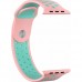 Ремешок силиконовый GSMIN Sport Edition для Apple Watch 42/44mm (Розово-бирюзовый)