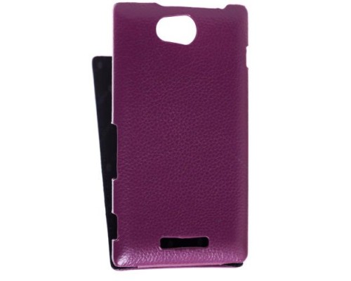 Кожаный чехол для Sony Xperia C / S39h / CN3 Melkco Premium Leather Case - Jacka Type (Purple LC)