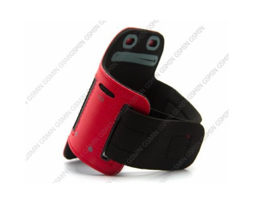 Спортивный чехол на руку для телефона размером не более 125х67 мм (Красный)