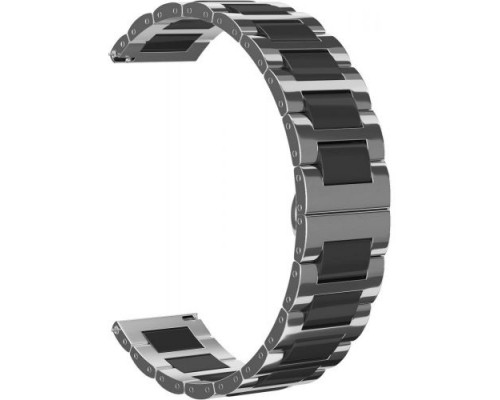 Ремешок металлический GSMIN Chafe 20 для Withings Steel HR (Серебристо - черный)