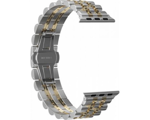 Ремешок металлический GSMIN Elegy для Apple Watch 38/40mm (Серебристо-золотой)