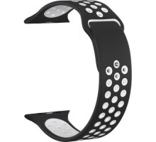 Ремешок силиконовый GSMIN Sport Edition для Apple Watch 38/40mm (Черно-белый)