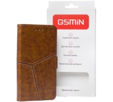 Кожаный чехол-книжка GSMIN Series Ktry для Apple iPhone X/XS с магнитной застежкой (Коричневый)