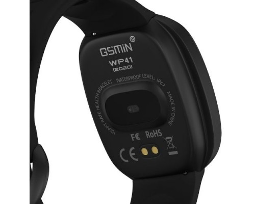 Часы GSMIN WP41 (2020) с измерением давления и пульса (Черный, силиконовый ремешок)