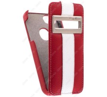 Кожаный чехол для Apple iPhone 5/5S/SE Melkco Premium Leather Case - Jacka ID Type Limited Edition (Red/White LC)