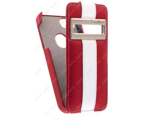 Кожаный чехол для Apple iPhone 5/5S/SE Melkco Premium Leather Case - Jacka ID Type Limited Edition (Red/White LC)