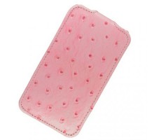 Кожаный чехол для Apple iPhone 3G/3Gs Melkco Leather Case - Jacka Type (Ostrich Print Pattern - Pink)