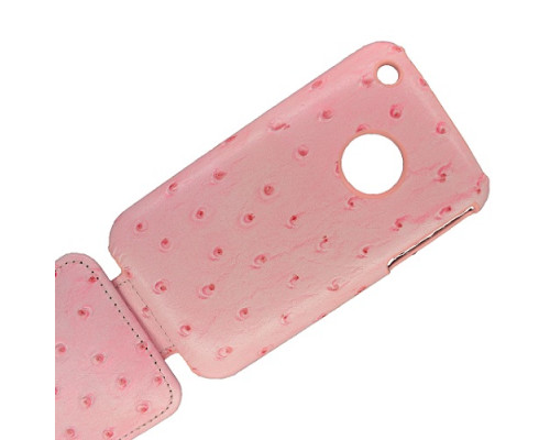 Кожаный чехол для Apple iPhone 3G/3Gs Melkco Leather Case - Jacka Type (Ostrich Print Pattern - Pink)